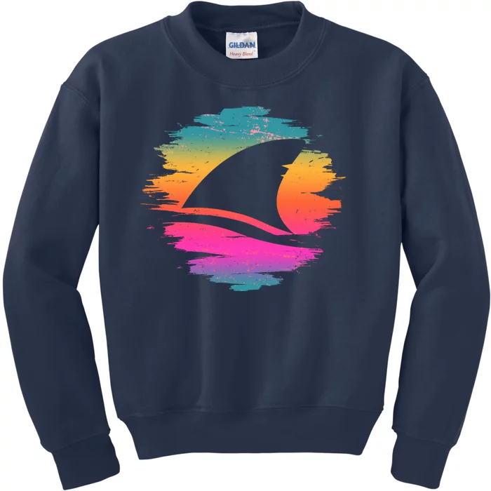 Retro 80's Neon Shark Fin Kids Sweatshirt