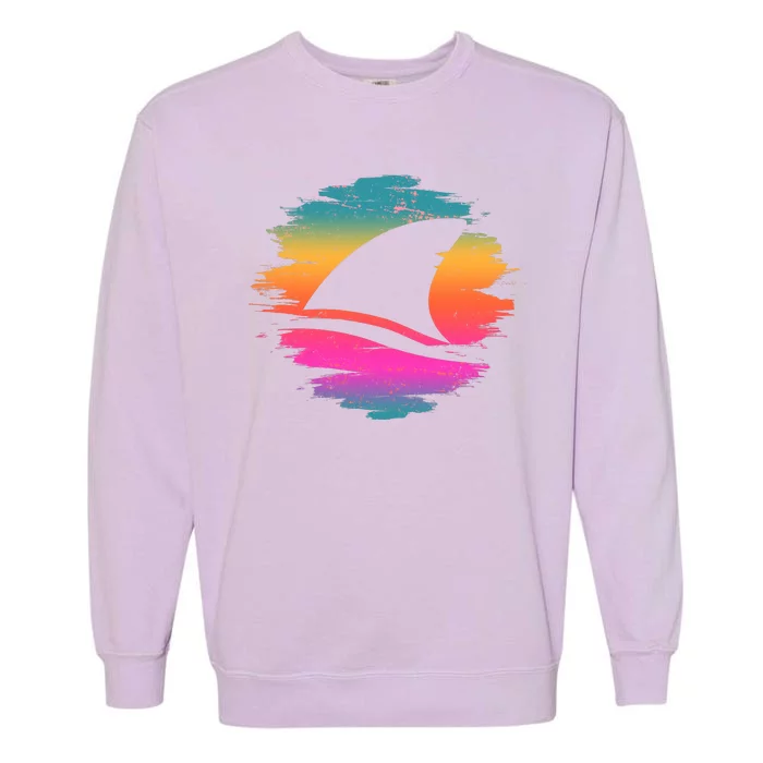 Retro 80's Neon Shark Fin Garment-Dyed Sweatshirt