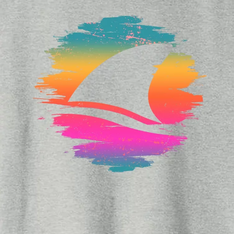 Retro 80's Neon Shark Fin Women's Crop Top Tee