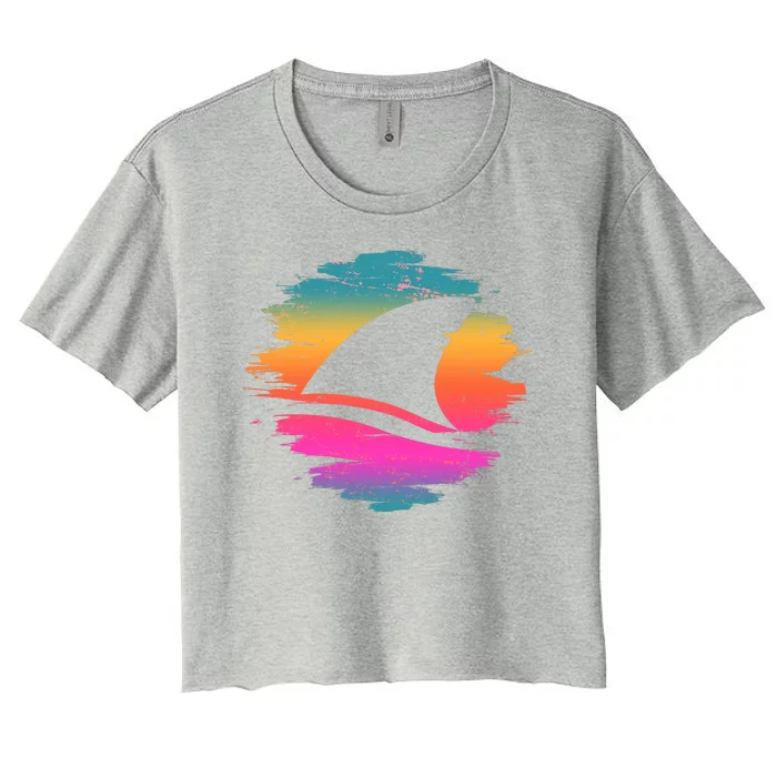 Retro 80's Neon Shark Fin Women's Crop Top Tee