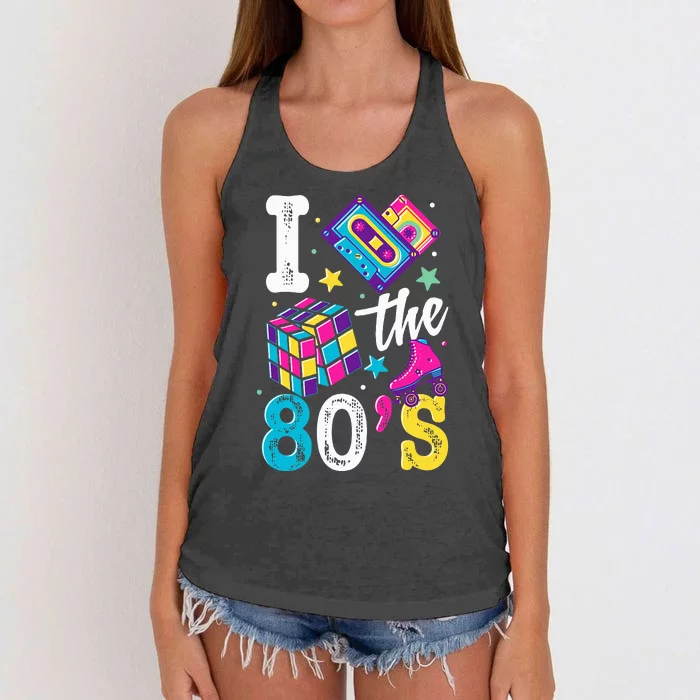 Retro 80's Party Supplies Eighties Costume Women's Knotted Racerback Tank