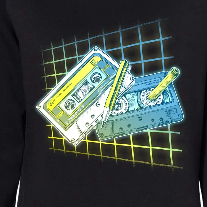 Retro 80's Rewind Cassette Tapes Broken Pencil Womens California Wash Sweatshirt