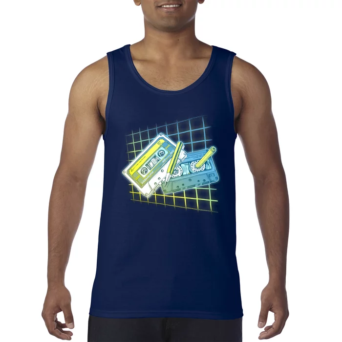 Retro 80's Rewind Cassette Tapes Broken Pencil Tank Top