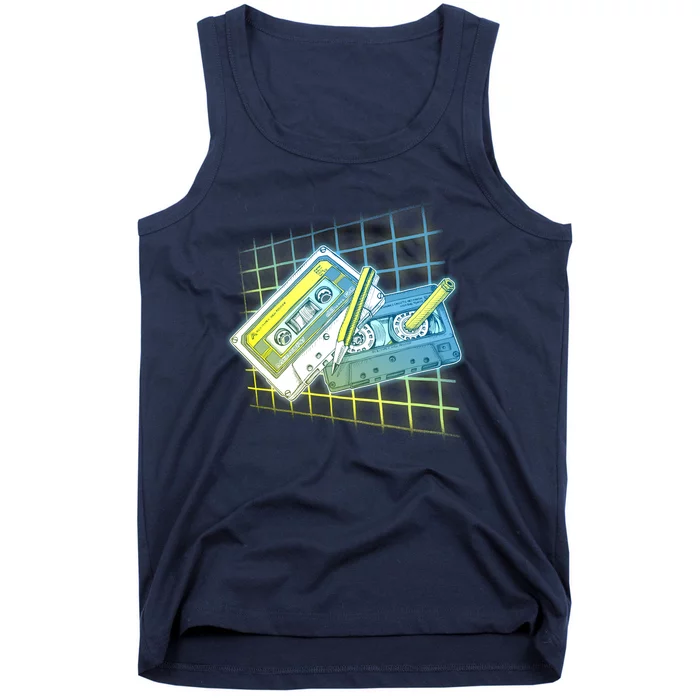 Retro 80's Rewind Cassette Tapes Broken Pencil Tank Top