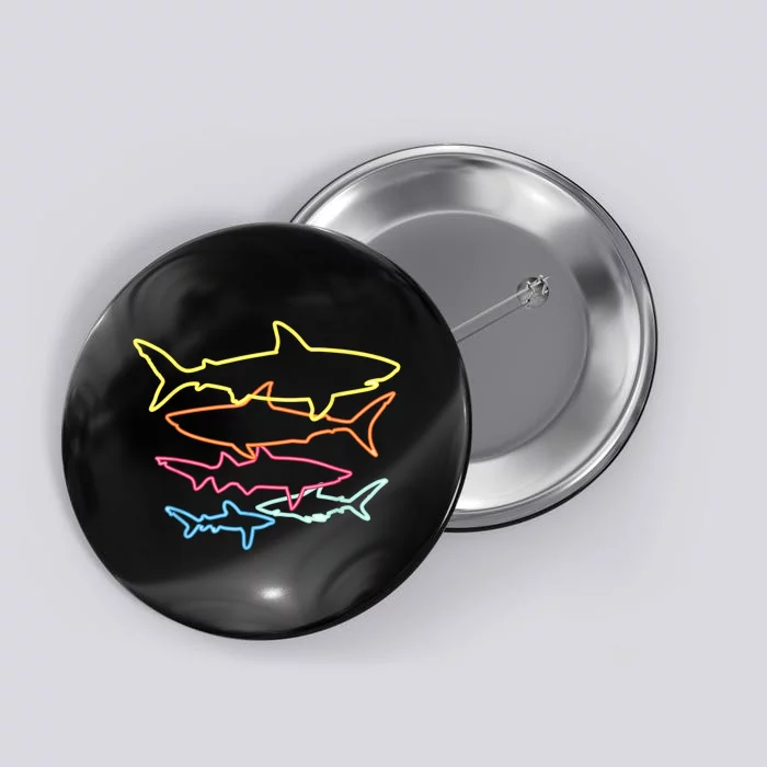 Retro 80s Shark Clothes Shark Party Button