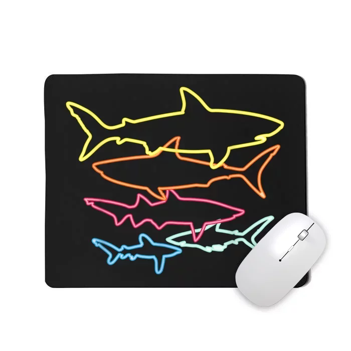 Retro 80s Shark Clothes Shark Party Mousepad