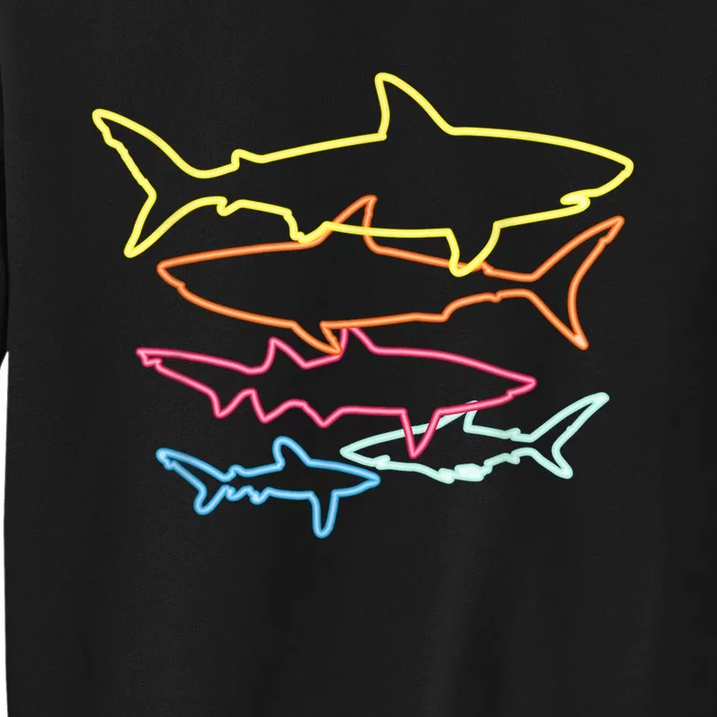 Retro 80s Shark Clothes Shark Party Tall Sweatshirt