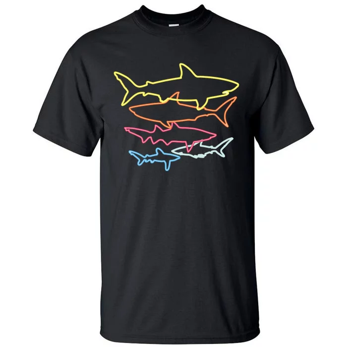 Retro 80s Shark Clothes Shark Party Sharks Tall T-Shirt