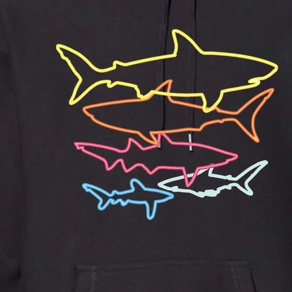 Retro 80s Shark Clothes Shark Party Sharks Premium Hoodie