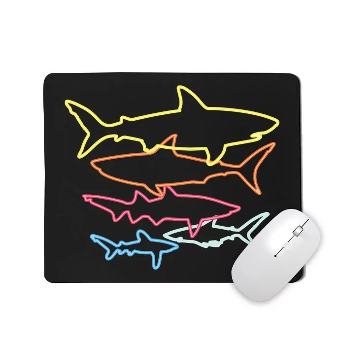 Retro 80s Shark Clothes Shark Party Sharks Mousepad