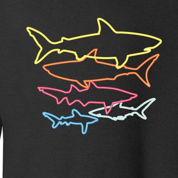 Retro 80s Shark Clothes Shark Party Sharks Toddler Sweatshirt