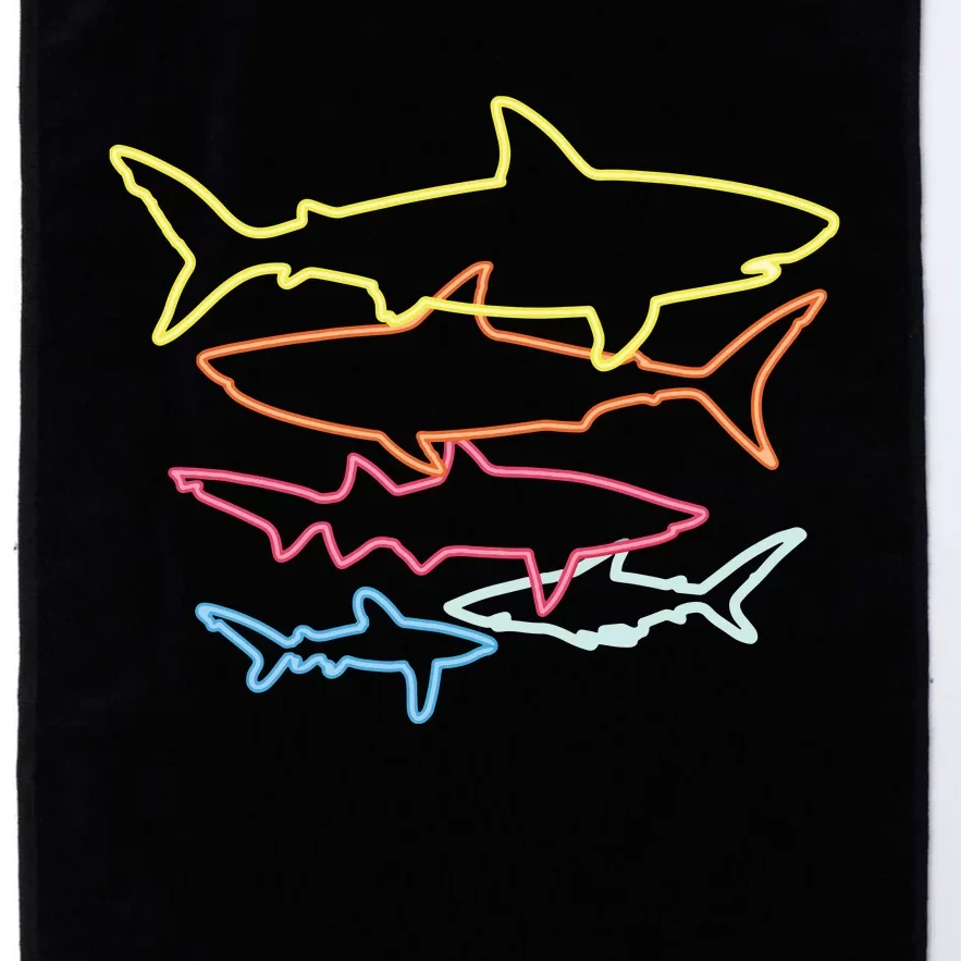 Retro 80s Shark Clothes Shark Party Sharks Platinum Collection Golf Towel