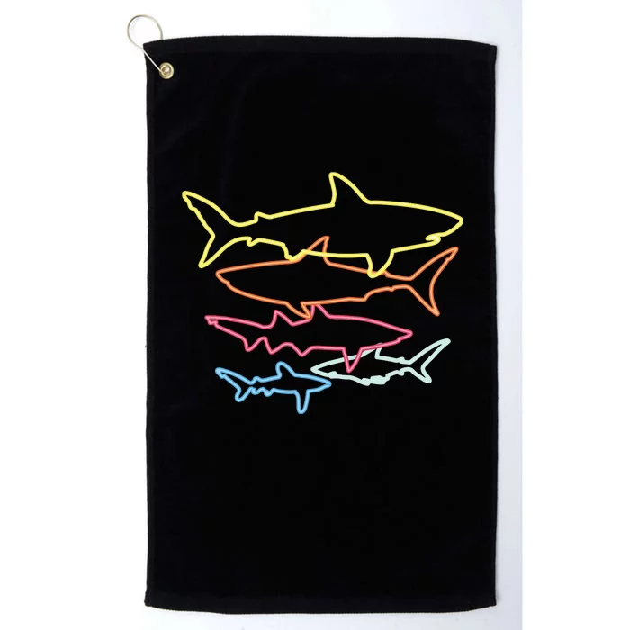 Retro 80s Shark Clothes Shark Party Sharks Platinum Collection Golf Towel