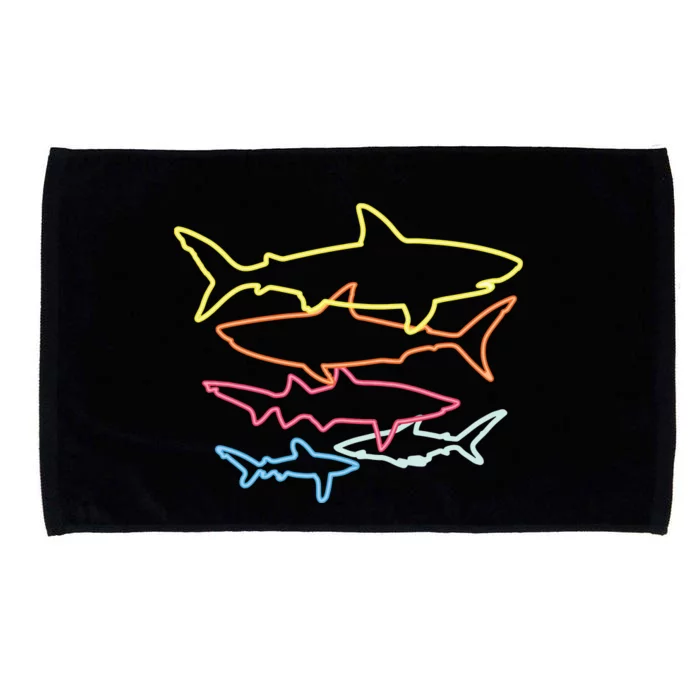 Retro 80s Shark Clothes Shark Party Sharks Microfiber Hand Towel