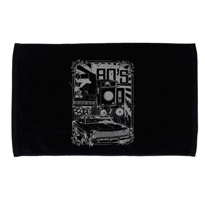 Retro 80's Vintage Classic Car Boombox Graphic Microfiber Hand Towel