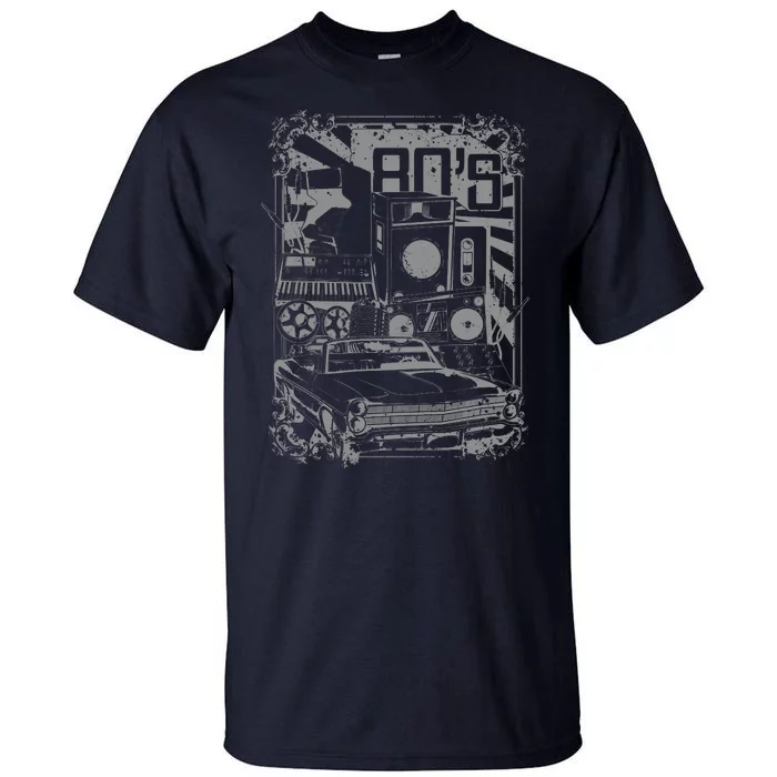 Retro 80's Vintage Classic Car Boombox Graphic Tall T-Shirt