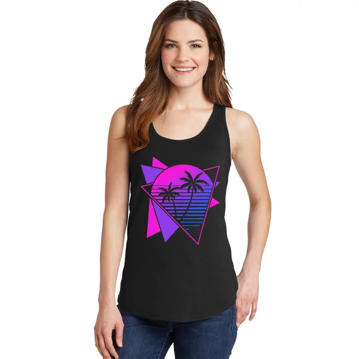 Retro 80s Vaporwave Aesthetic Palm Trees 90s Art Vaporwave Ladies Essential Tank