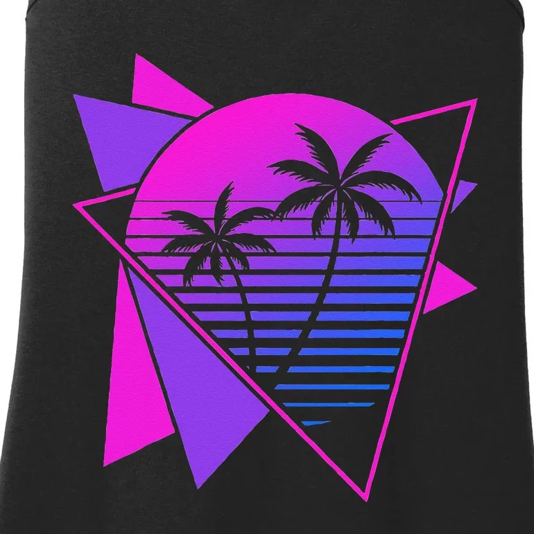 Retro 80s Vaporwave Aesthetic Palm Trees 90s Art Vaporwave Ladies Essential Tank