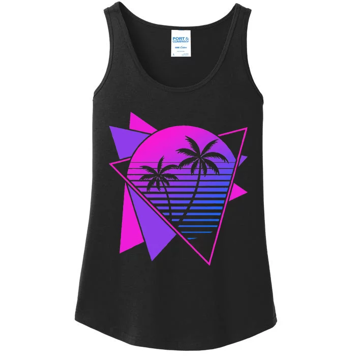 Retro 80s Vaporwave Aesthetic Palm Trees 90s Art Vaporwave Ladies Essential Tank