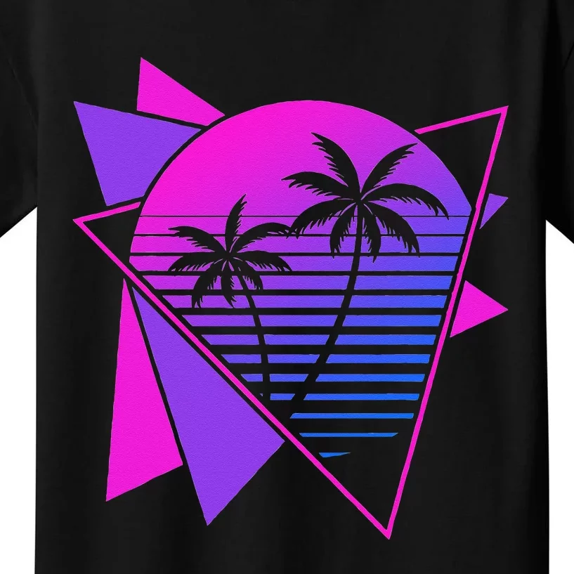 Retro 80s Vaporwave Aesthetic Palm Trees 90s Art Vaporwave Kids T-Shirt