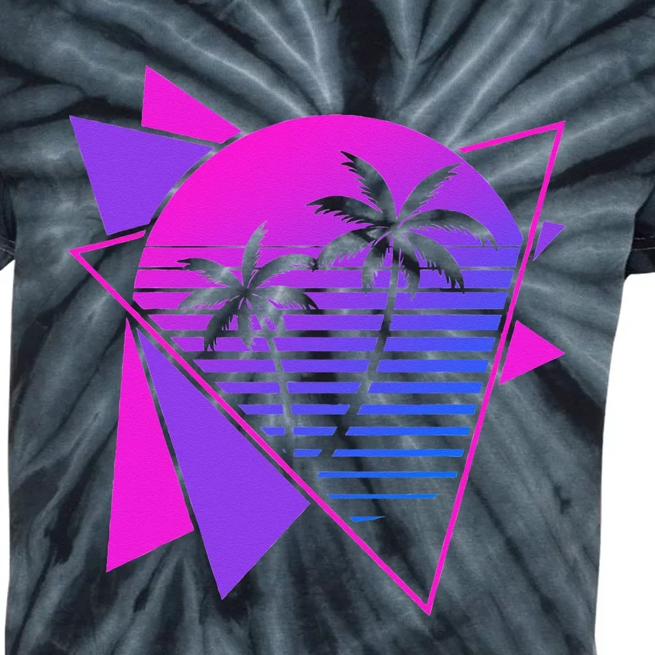 Retro 80s Vaporwave Aesthetic Palm Trees 90s Art Vaporwave Kids Tie-Dye T-Shirt