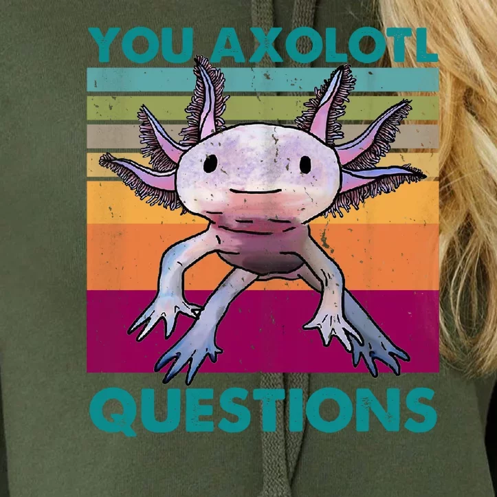 Retro 90s Axolotl Funny You Axolotl Questions Crop Top Hoodie