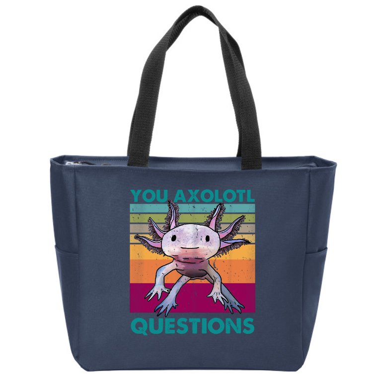 Retro 90s Axolotl Funny You Axolotl Questions Zip Tote Bag