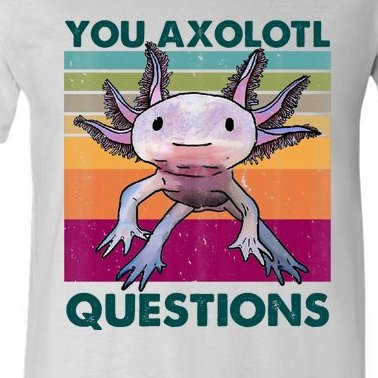 Retro 90s Axolotl Funny You Axolotl Questions V-Neck T-Shirt