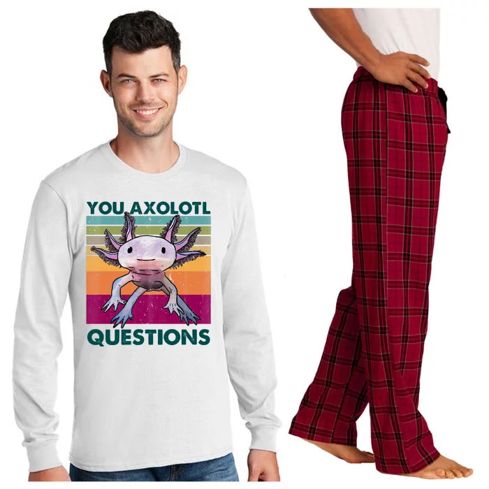 Retro 90s Axolotl Funny You Axolotl Questions Long Sleeve Pajama Set