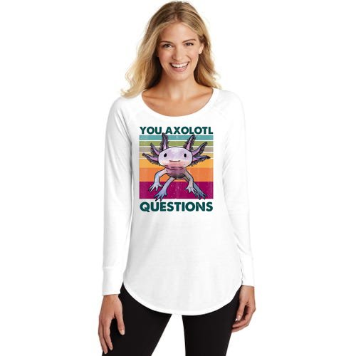 Retro 90s Axolotl Funny You Axolotl Questions Women’s Perfect Tri Tunic Long Sleeve Shirt