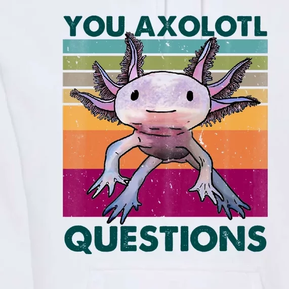 Retro 90s Axolotl Funny You Axolotl Questions Premium Hoodie