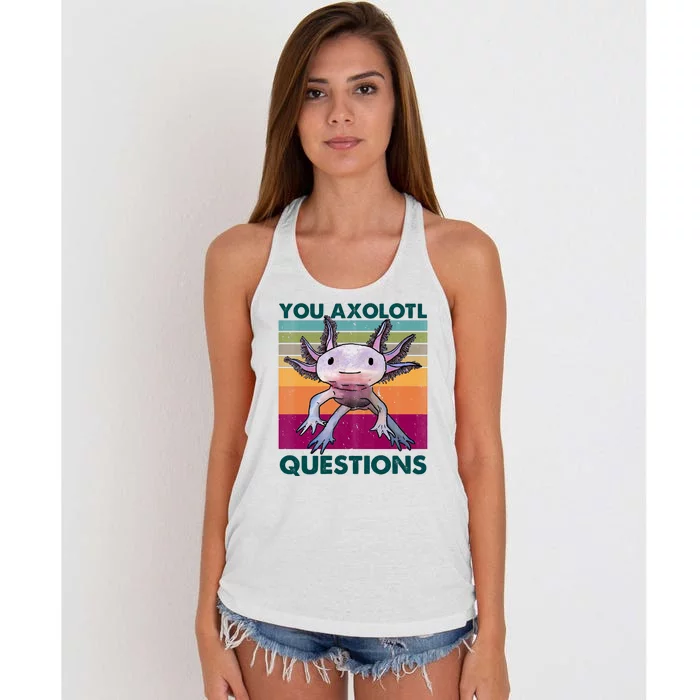 Retro 90s Axolotl Funny You Axolotl Questions Women's Knotted Racerback Tank