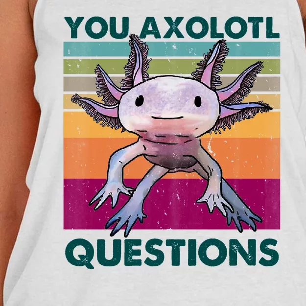 Retro 90s Axolotl Funny You Axolotl Questions Women's Knotted Racerback Tank