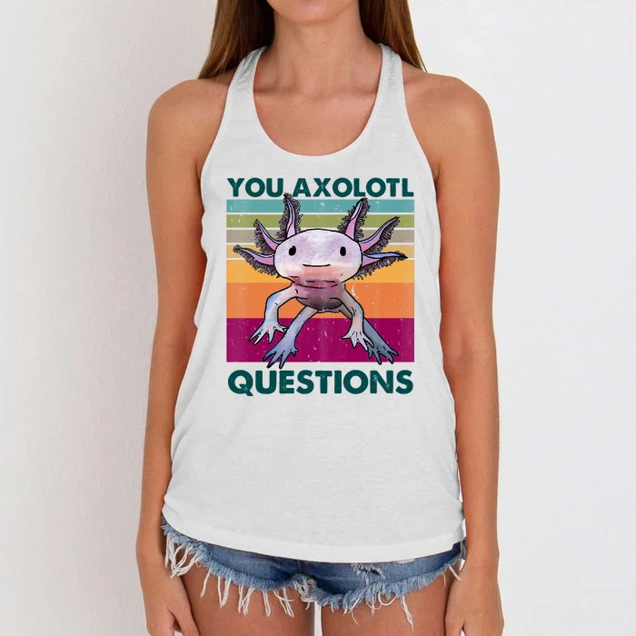 Retro 90s Axolotl Funny You Axolotl Questions Women's Knotted Racerback Tank