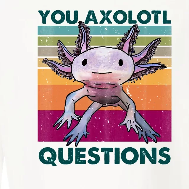 Retro 90s Axolotl Funny You Axolotl Questions Cropped Pullover Crew