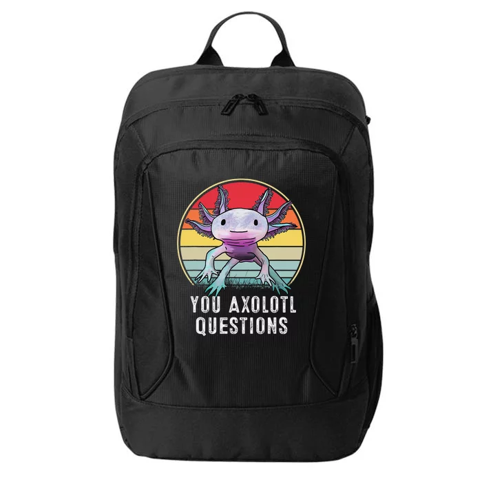 Retro 90s Axolotl Shirt Funny You Axolotl Questions City Backpack