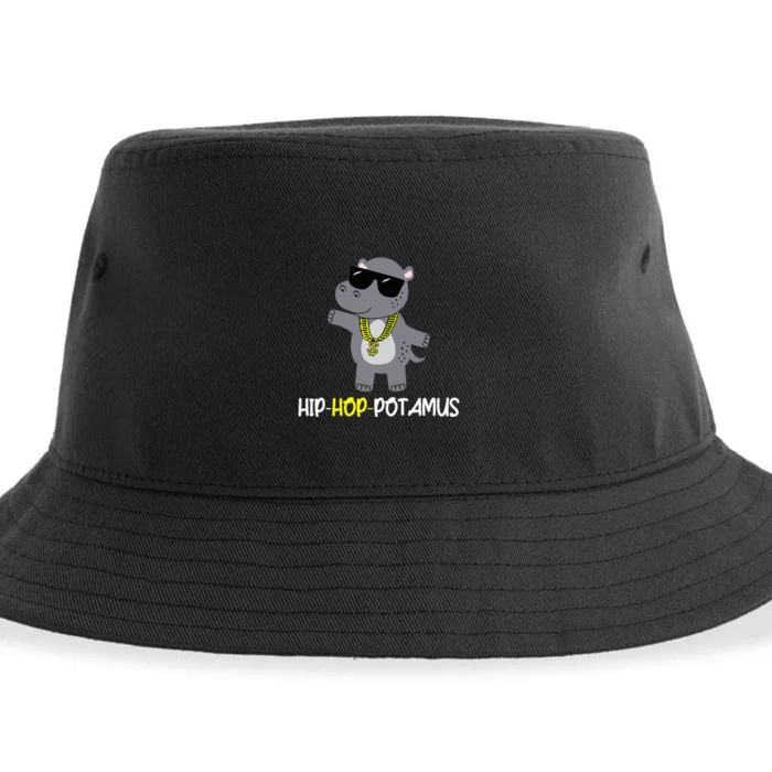 Rap 90s Hip Hop Hippo Cute Hippopotamus Zoo Animal Gift Sustainable Bucket Hat