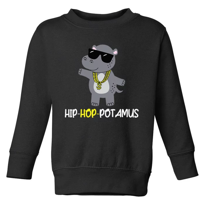 Rap 90s Hip Hop Hippo Cute Hippopotamus Zoo Animal Gift Toddler Sweatshirt