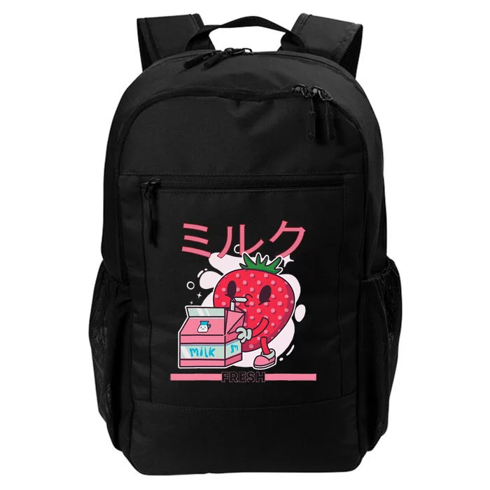 Retro 90s Japanese Kawaii Strawberry Milk Shake Cartoon Daily Commute Backpack