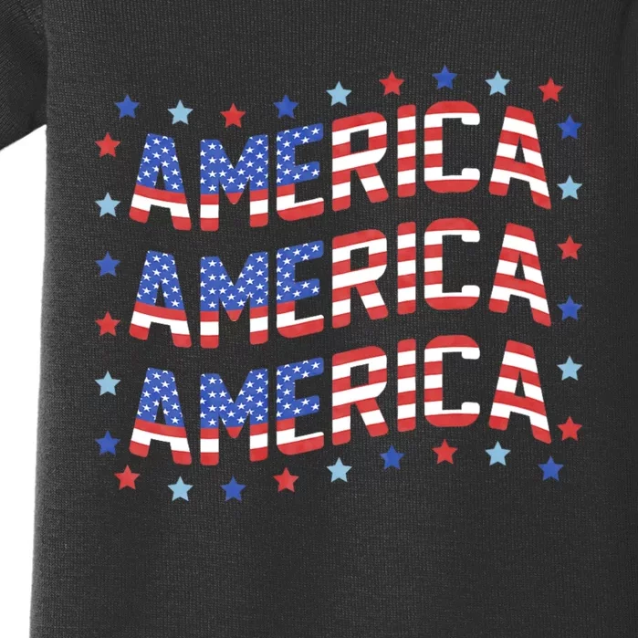 Retro America 4th Of July American Flag Patriotic American Baby Bodysuit