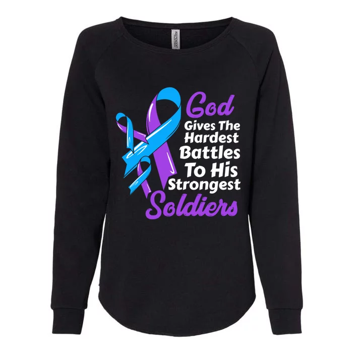 Rheumatoid Arthritis Awareness Ribbon God Strongest Soldiers Gift Womens California Wash Sweatshirt