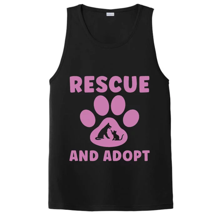 Rescue And Adopt Cute Animal Rescue Shelter Performance Tank