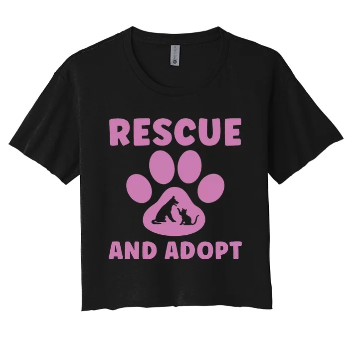 Rescue And Adopt Cute Animal Rescue Shelter Women's Crop Top Tee