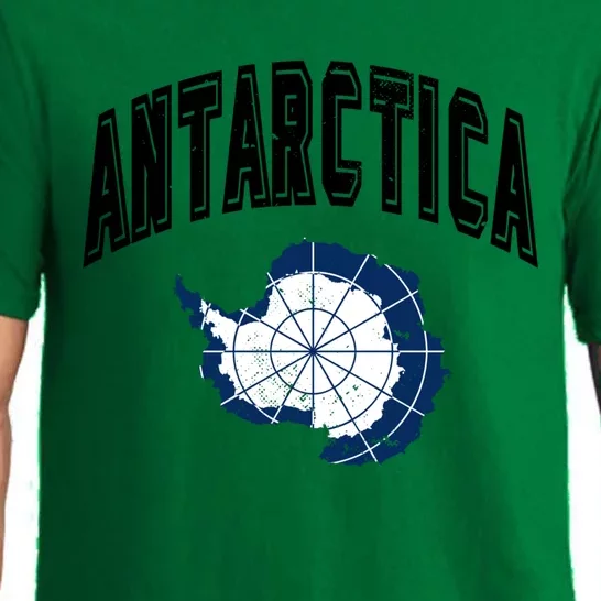 Retro Antarctica Athletic Map And Flag Meaningful Gift Pajama Set