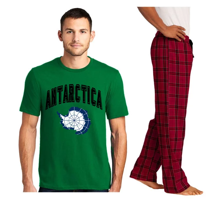 Retro Antarctica Athletic Map And Flag Meaningful Gift Pajama Set