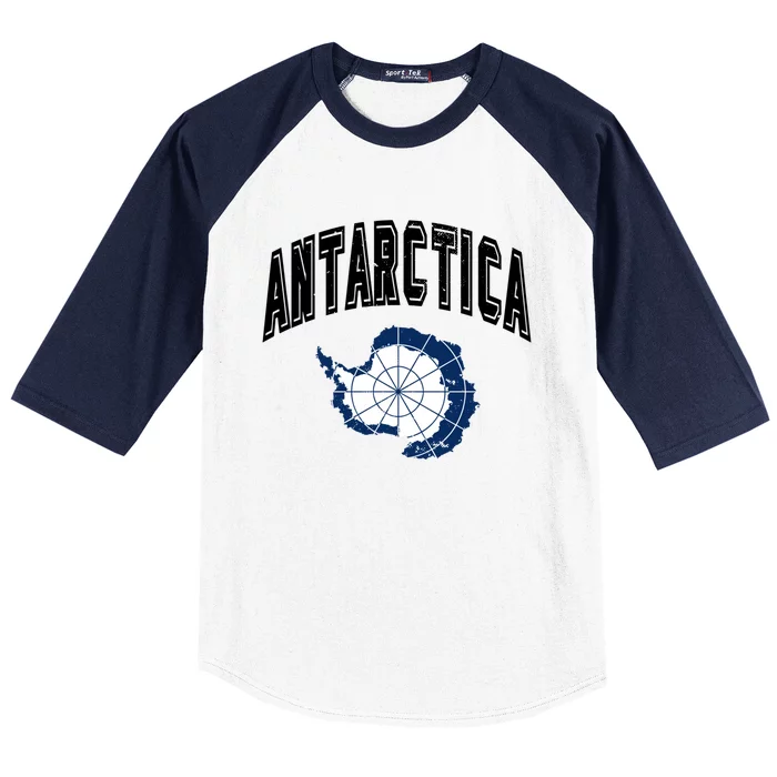 Retro Antarctica Athletic Map And Flag Meaningful Gift Baseball Sleeve Shirt