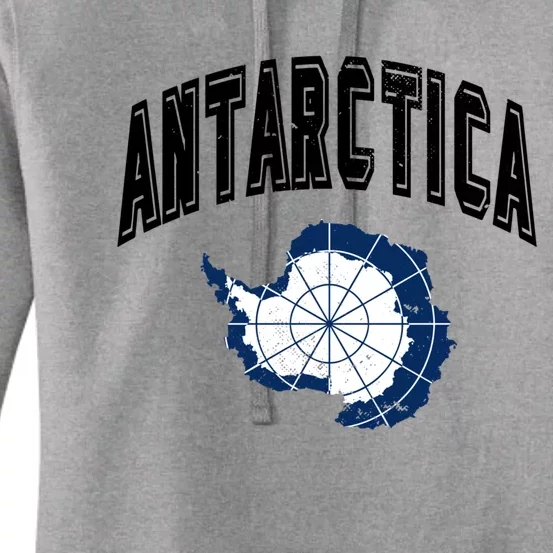 Retro Antarctica Athletic Map And Flag Meaningful Gift Women's Pullover Hoodie