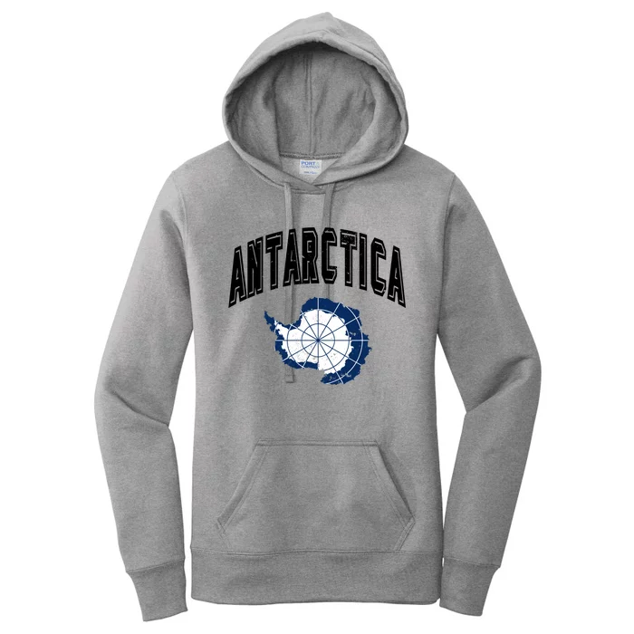 Retro Antarctica Athletic Map And Flag Meaningful Gift Women's Pullover Hoodie