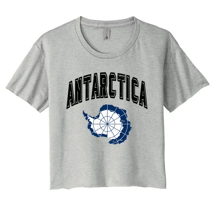 Retro Antarctica Athletic Map And Flag Meaningful Gift Women's Crop Top Tee