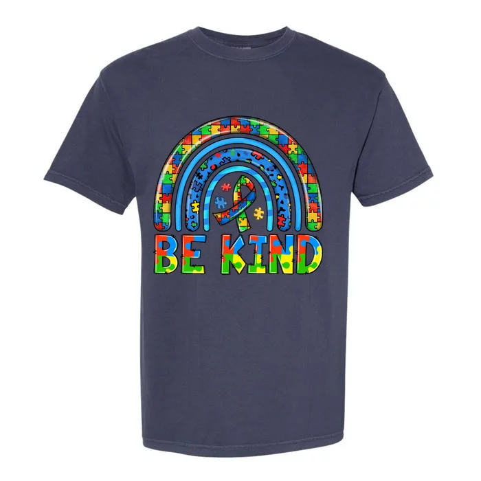 Rainbow Autism Awareness Acceptance Kindness Puzzle Be Kind Gift Garment-Dyed Heavyweight T-Shirt